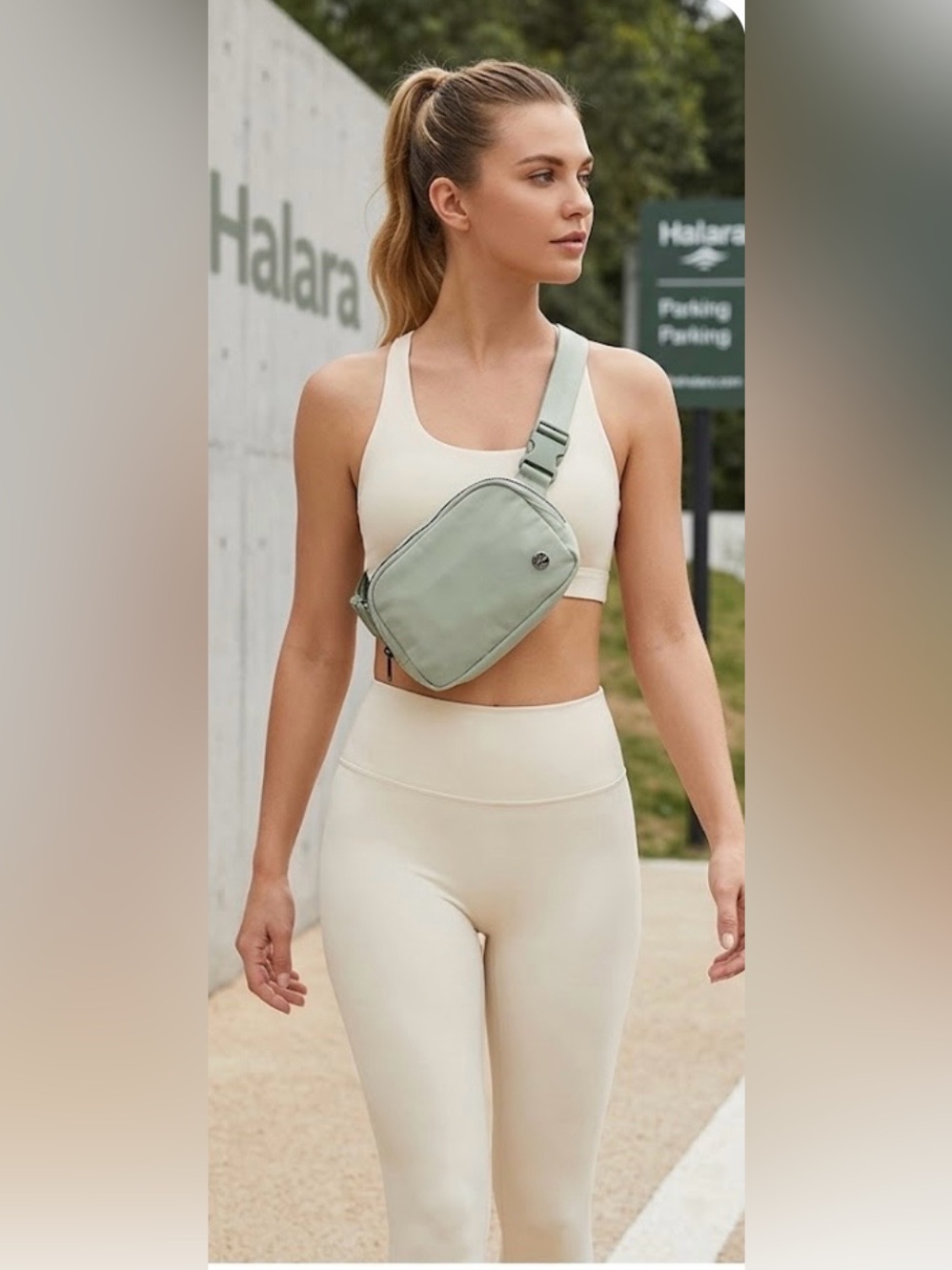 NEW, Halara Womens Mint Green Casual Waist Bag Fanny Pack Crossbody Belt Bag